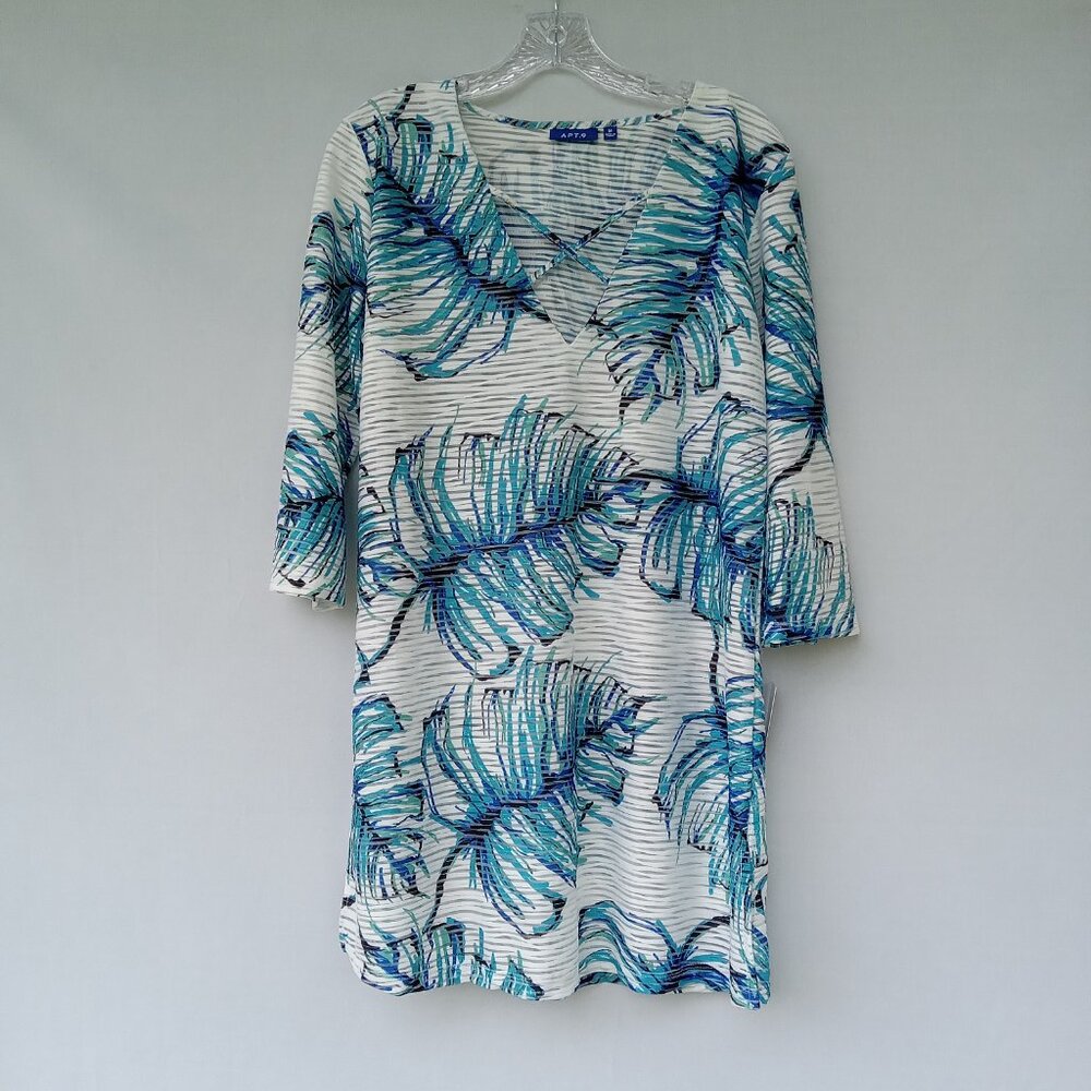Apt. 9 NWT Blue Cross Front Tunic Cover-up Tropical Swim Vacation Beach‎ Size M